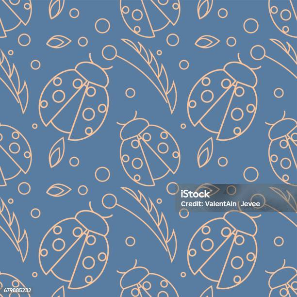 Bug Pattern Blue Background Seamless Vector Pattern With Insects Chaotic Blue Background With ...