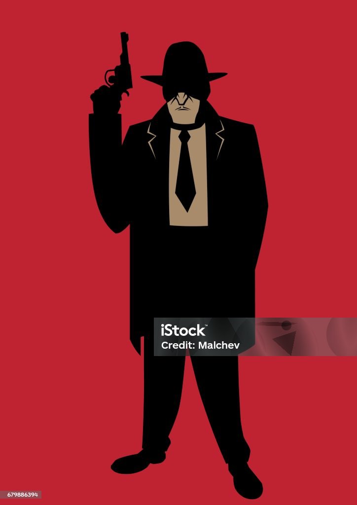 Gangster Cartoon illustration of gangster from the Prohibition era. 1920-1929 stock vector