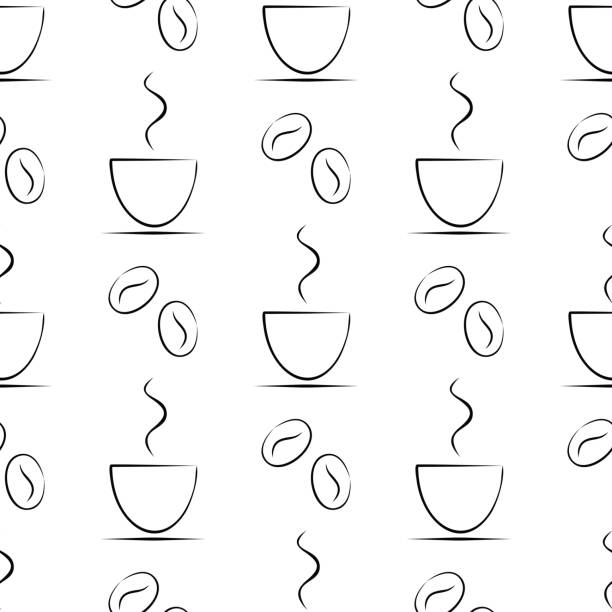 Seamless vector patterns with cups and cofee grains on the white background. Series of Food and Drink Seamless Patterns Seamless vector patterns with cups and cofee grains on the white background. Series of Food and Drink Seamless Patterns billy bowlegs iii stock illustrations