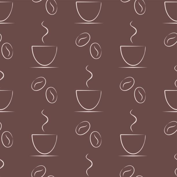 Seamless vector patterns with cups and cofee grains on the brown background. Series of Food and Drink Seamless Patterns Seamless vector patterns with cups and cofee grains on the brown background. Series of Food and Drink Seamless Patterns billy bowlegs iii stock illustrations