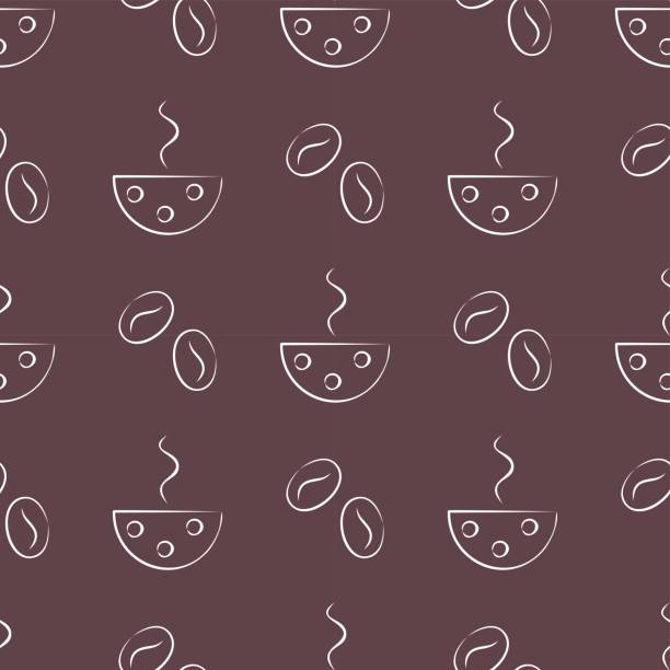 Seamless vector patterns with cups and cofee grains on the brown background. Series of Food and Drink Seamless Patterns Seamless vector patterns with cups and cofee grains on the brown background. Series of Food and Drink Seamless Patterns billy bowlegs iii stock illustrations