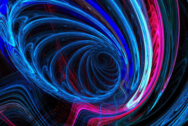 istock Abstract illustration of a fractal spiral pattern on black background 679891400