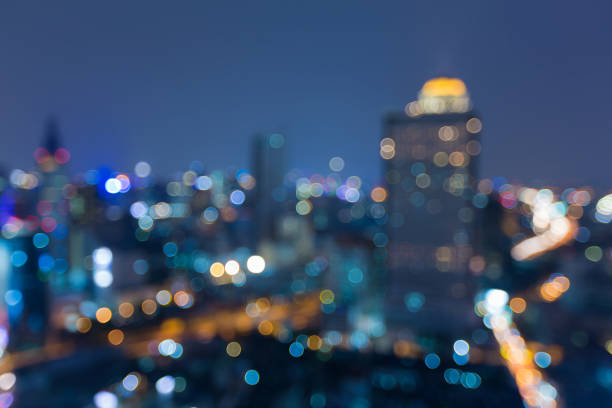 istock Night blurred bokeh city business downtown light 679895000