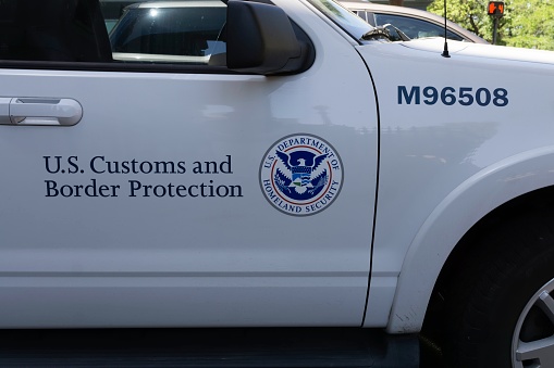 A vehicle of the U.S. Customs and Border Protection, a division of the Department of Homeland Security parked in the downtown of Savannah, Georgia which is a port city.