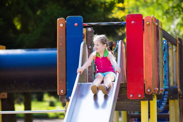 istock Child playing on outdoor playground in summer 679916982