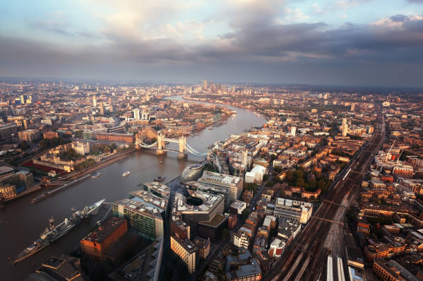 istock London aerial view with Tower Bridge in sunset time, UK 679935936