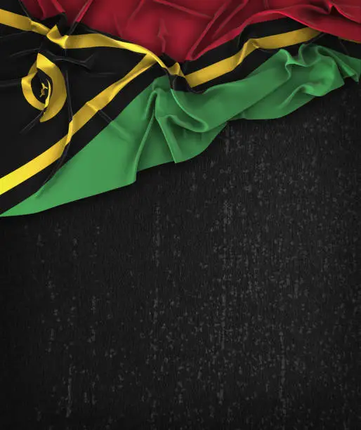 Photo of Vanuatu Flag Vintage on a Grunge Black Chalkboard With Space For Text