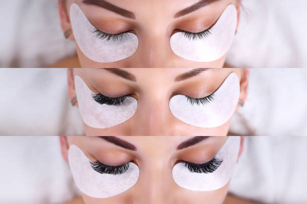 istock Eyelash Extension Procedure. Comparison of female eyes before and after 679953874