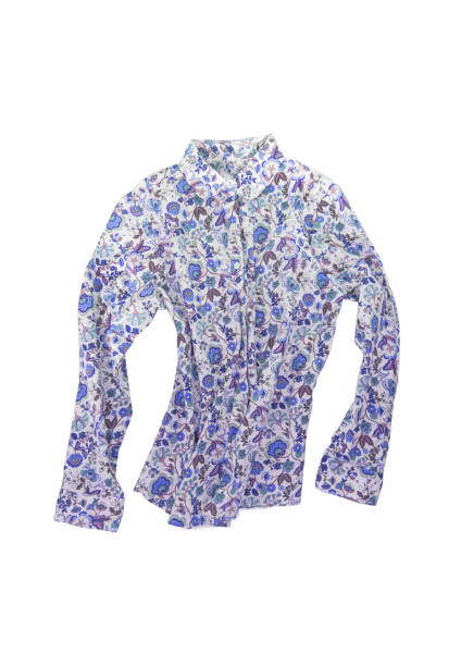 istock Female shirt, blouse with bright floral pattern, isolated on white background 679972964