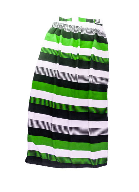 istock Women's long skirt with a striped multi-colored pattern, isolated on white background 679972978
