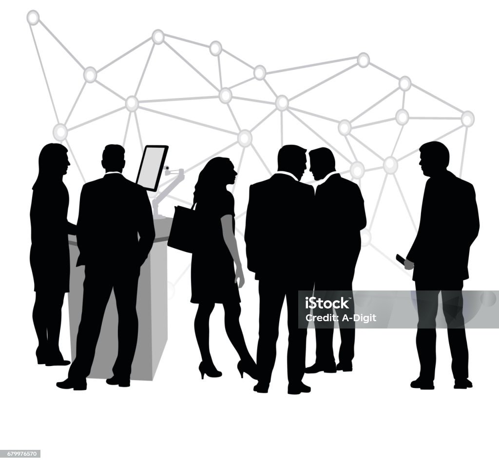 Working Internet Connections Silhouette vector illustrations of a group of business people networking. In Silhouette stock vector