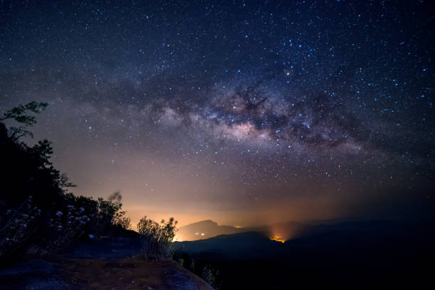 istock Milky Way tree on the hill. Landscape 680007526
