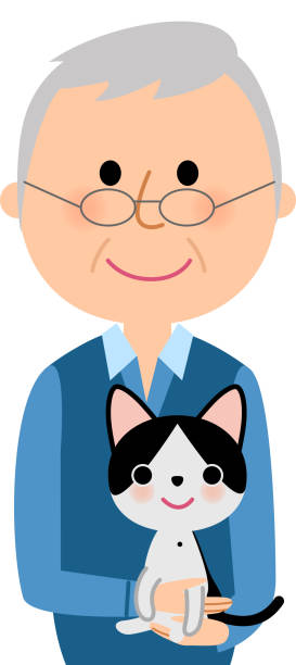 606 Old Man With Cat Illustrations & Clip Art - iStock