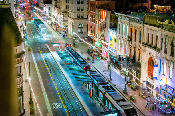 Main Street Square Birds eye view of Houston's Main Street Square houston texas stock pictures, royalty-free photos & images