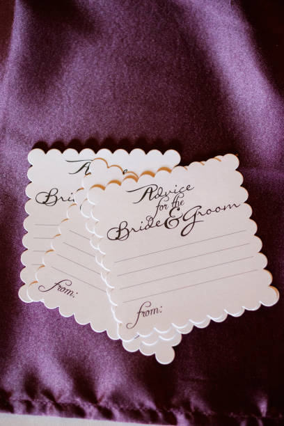 Bride and Groom Advice Cards stock photo