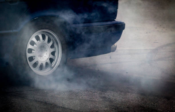 istock Smoke from under the wheels of the car 680014724