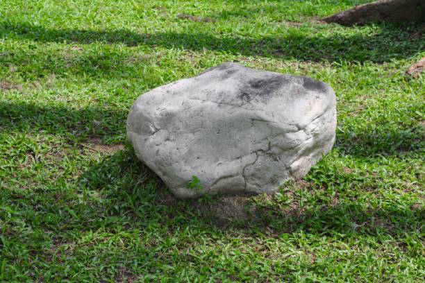 big stone In the garden at edge the water