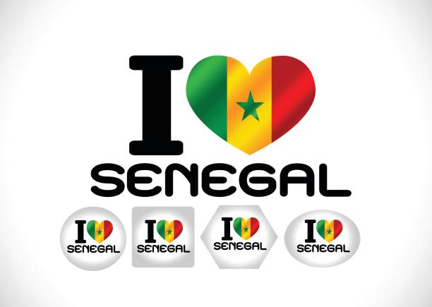 сенегал флаг темы идея дизайна - senegal africa vector illustration and painting stock illustrations