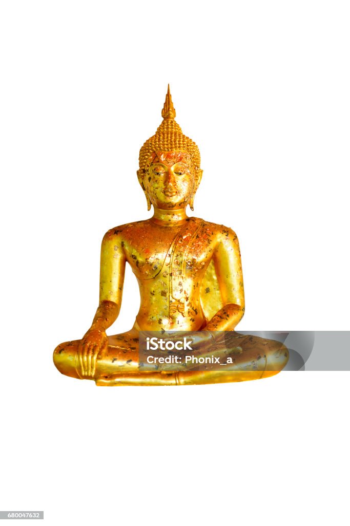 Buddha on white background. Ancient Stock Photo