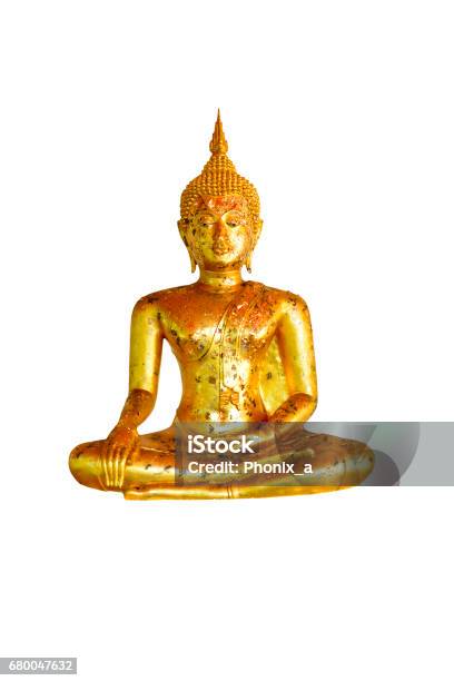 Buddha On White Background Stock Photo - Download Image Now - Ancient, Antique, Architecture