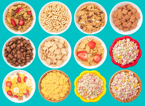 istock Cereals Bowls Isolated on Blue Background 680047842
