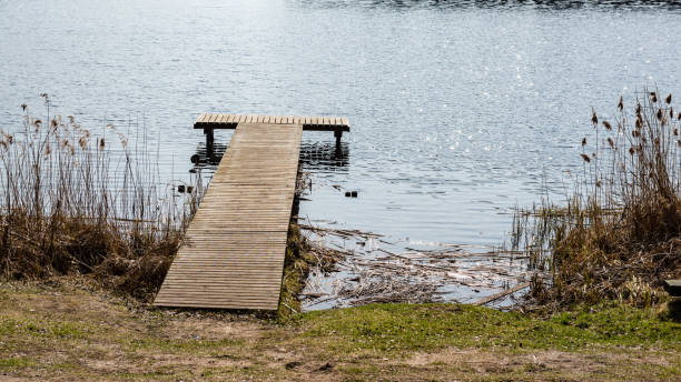 istock reflection of clouds in the lake with boardwalk 680057208