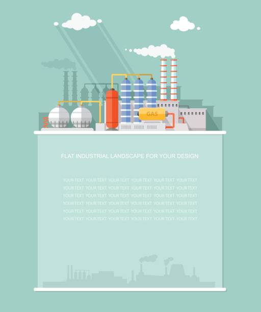 für text leer. pflanzen sie für die gewinnung und verarbeitung von erdöl und erdgas. lagerung in tanks und fässern. vektor-infografiken für ihr design. - liquefied natural gas stock-grafiken, -clipart, -cartoons und -symbole