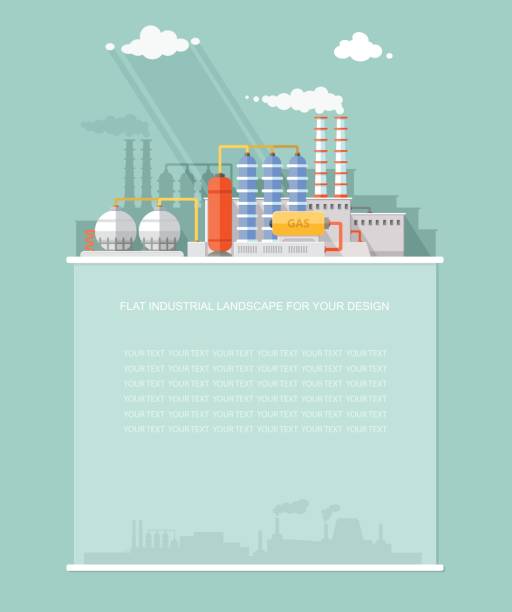 Blank for text. Plant for the extraction and processing of oil and gas. storage in tanks and barrels. vector Infographics for your design. Blank for text. Plant for the extraction and processing of oil and gas. storage in tanks and barrels. vector Infographics for your design. lng liquid natural gas stock illustrations