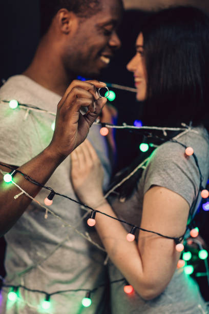 istock Man propose to woman with ring. Happy couple. 680057482