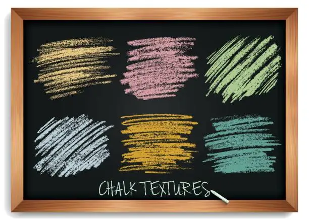 Vector illustration of Smears are chalk. Vintage textures on a blackboard. High resolution image. Pastel shades of brushes. Template for registration of stickers, banners, posters. Stock vector.