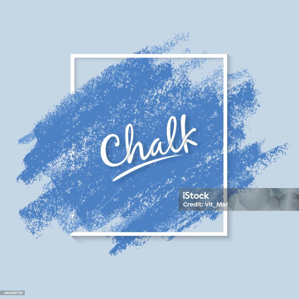 Grunge texture of chalk. Wide artistic brush. Dynamic vector strokes. Soft blue colors of the palette. Template for registration of stickers, banners, posters. Brush Stroke stock vector