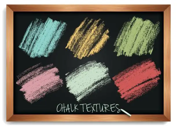 Vector illustration of Pastel shades of brushes. Smears are chalk. Vintage textures on a blackboard. High resolution image. Template for registration of stickers, banners, posters. Stock vector.