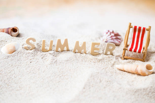 istock Summer holiday decoration with wooden text 680064186