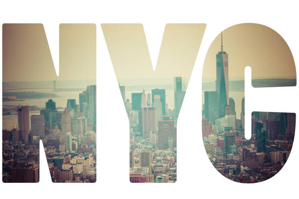istock Word NYC Manhattan skyline at sunset, New York City 680072012