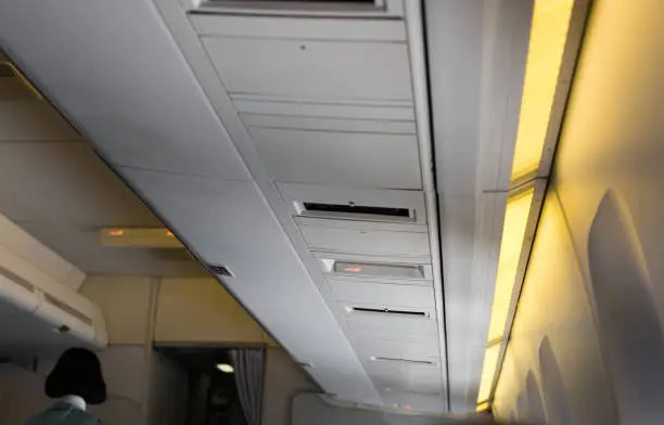 Plane Interior Ceiling, Non-Smoking Sign