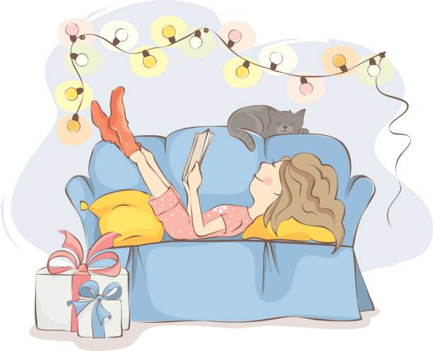 ilustrações, clipart, desenhos animados e ícones de feriados do natal - domestic cat indoors domestic life image