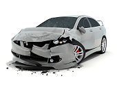 Car accident on white background