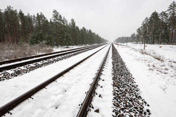 istock railroad tracks in snowy winter day 680090652