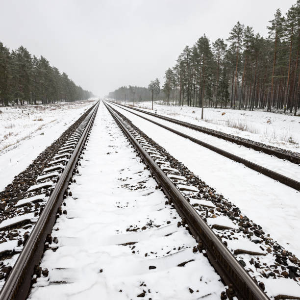 istock railroad tracks in snowy winter day 680091382