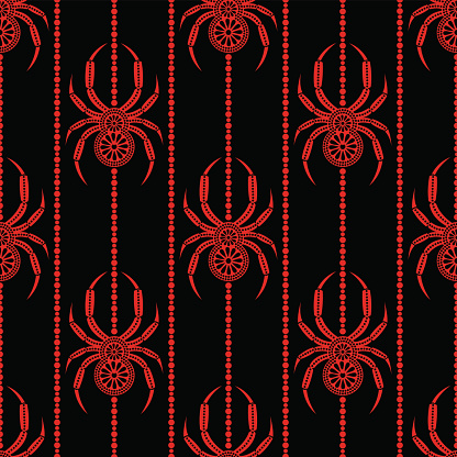 Red Insect Pattern Seamless Vector Pattern With Insects Symmetrical Background With Bright ...