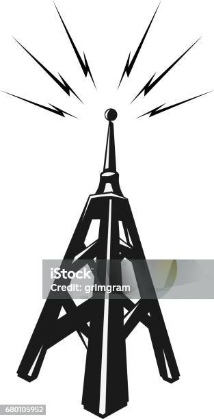 Old Radio Tower Icon Stock Illustration - Download Image Now - Radio, Antenna - Aerial, Broadcasting