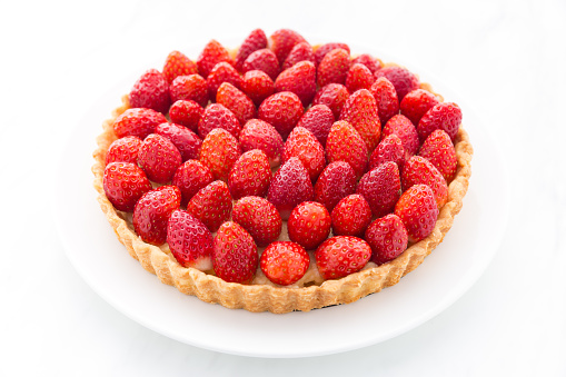 Strawberry Pie Isolated on White Background