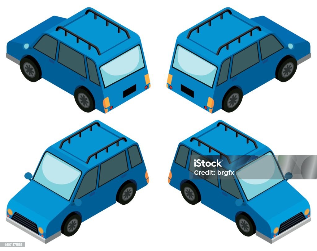 Blue van from four different angles Blue van from four different angles illustration Angle stock vector