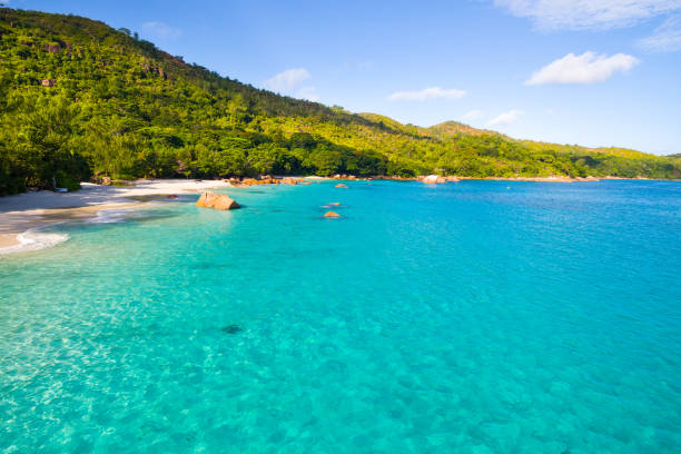 istock Aerial: Beautiful tropical beach - Anse Lazio, Praslin Island 680117604
