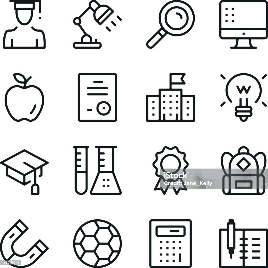 Bildung Zeile Symbole festgelegt. Moderne Grafik-Design-Konzepte, einfache Gliederung Kollektion Elements. Vektor-Linie-icons - Lizenzfrei Icon Vektorgrafik