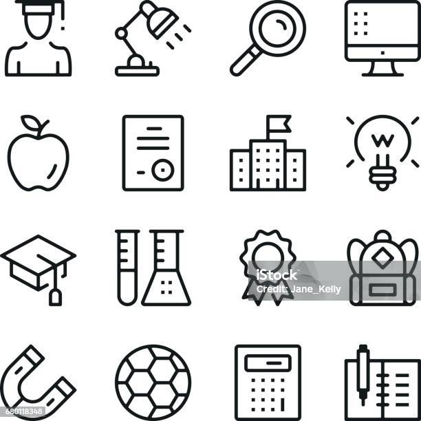 Bildung Zeile Symbole Festgelegt Moderne Grafikdesignkonzepte Einfache Gliederung Kollektion Elements Vektorlinieicons Stock Vektor Art und mehr Bilder von Icon