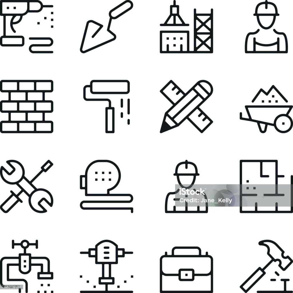 Building and construction line icons set. Modern graphic design concepts, simple outline elements collection. Vector line icons Icon Symbol stock vector