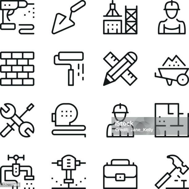 Building And Construction Line Icons Set Modern Graphic Design Concepts Simple Outline Elements Collection Vector Line Icons Stock Illustration - Download Image Now