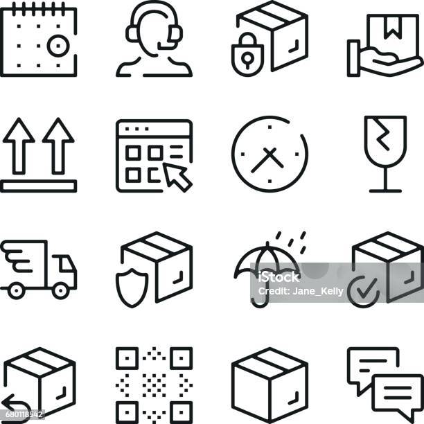 Lieferung Linie Symbole Festgelegt Moderne Grafikdesignkonzepte Einfache Gliederung Kollektion Elements Vektorlinieicons Stock Vektor Art und mehr Bilder von Icon