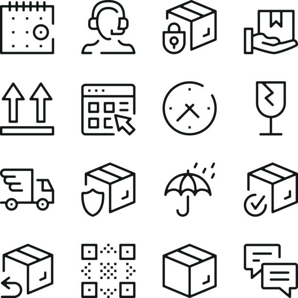 ilustrações de stock, clip art, desenhos animados e ícones de delivery line icons set. modern graphic design concepts, simple outline elements collection. vector line icons - setup operator